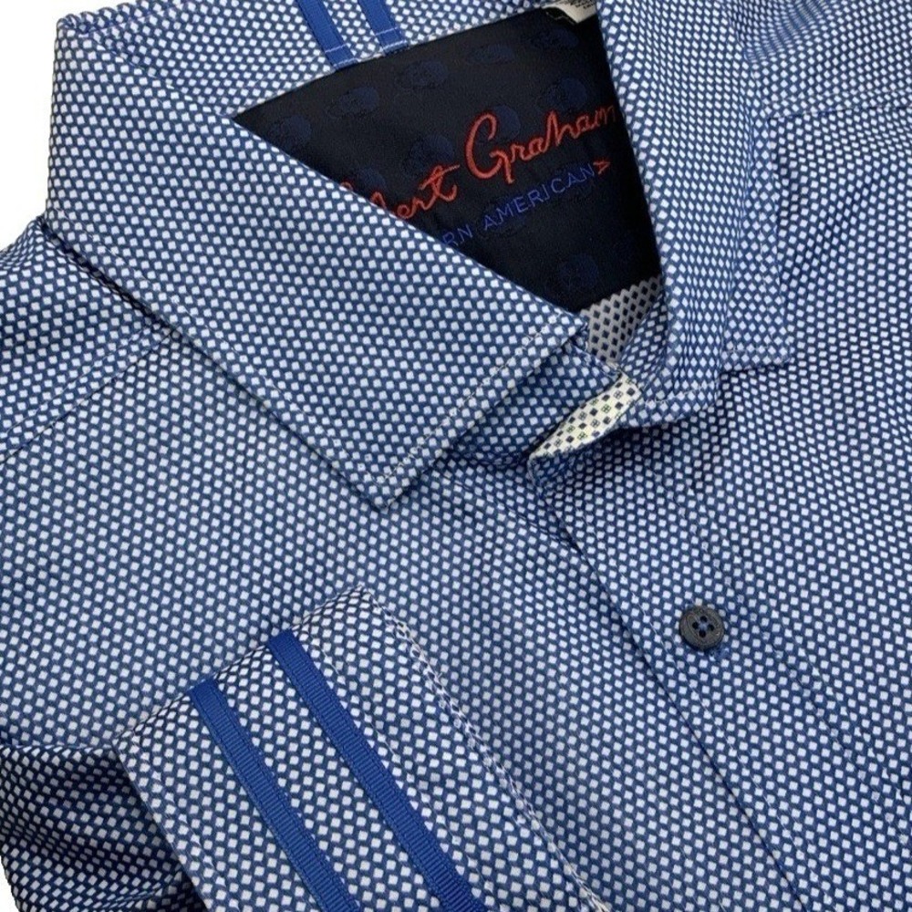 Robert Graham Modern American Tailored Fit L/S Button Up Shirt Men's 2XL Blue‎